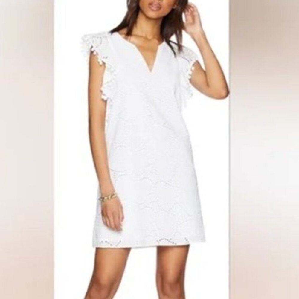 Lilly Pulitzer Astara Dress White, Size S, Eyelet and Ruffles NWOT